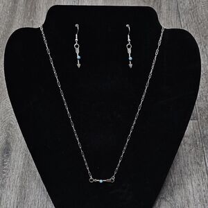 Sterling Silver And Turquoise Earring And Necklace Set-Handmade *NWOT*